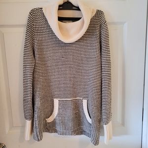 Gray/cream cowl neck sweater